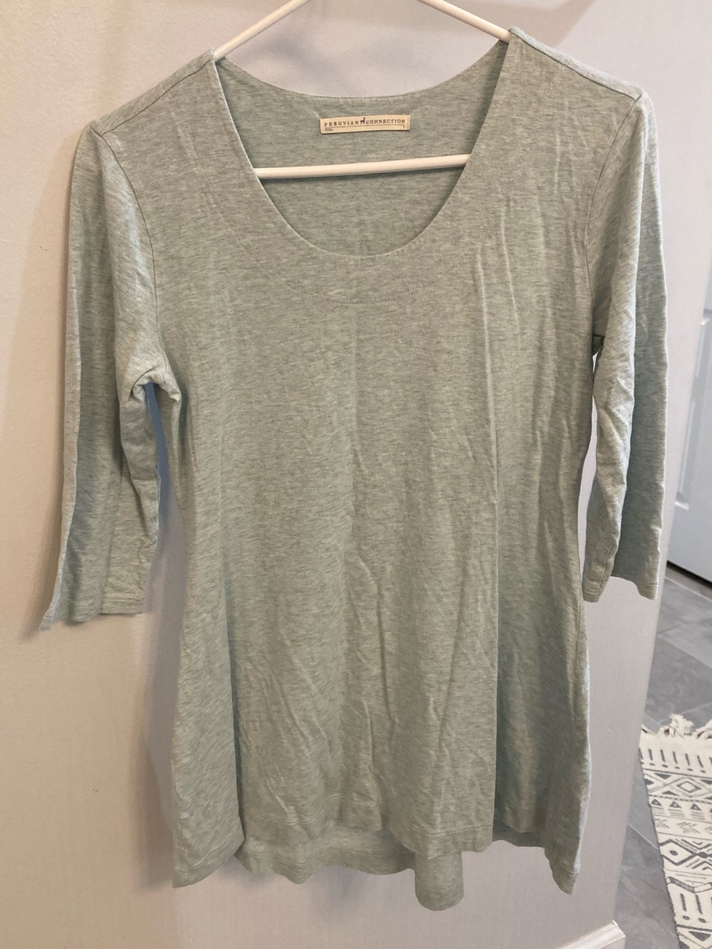 Peruvian Connection Avignon Pima Cotton Blue Tunic Top Size Small